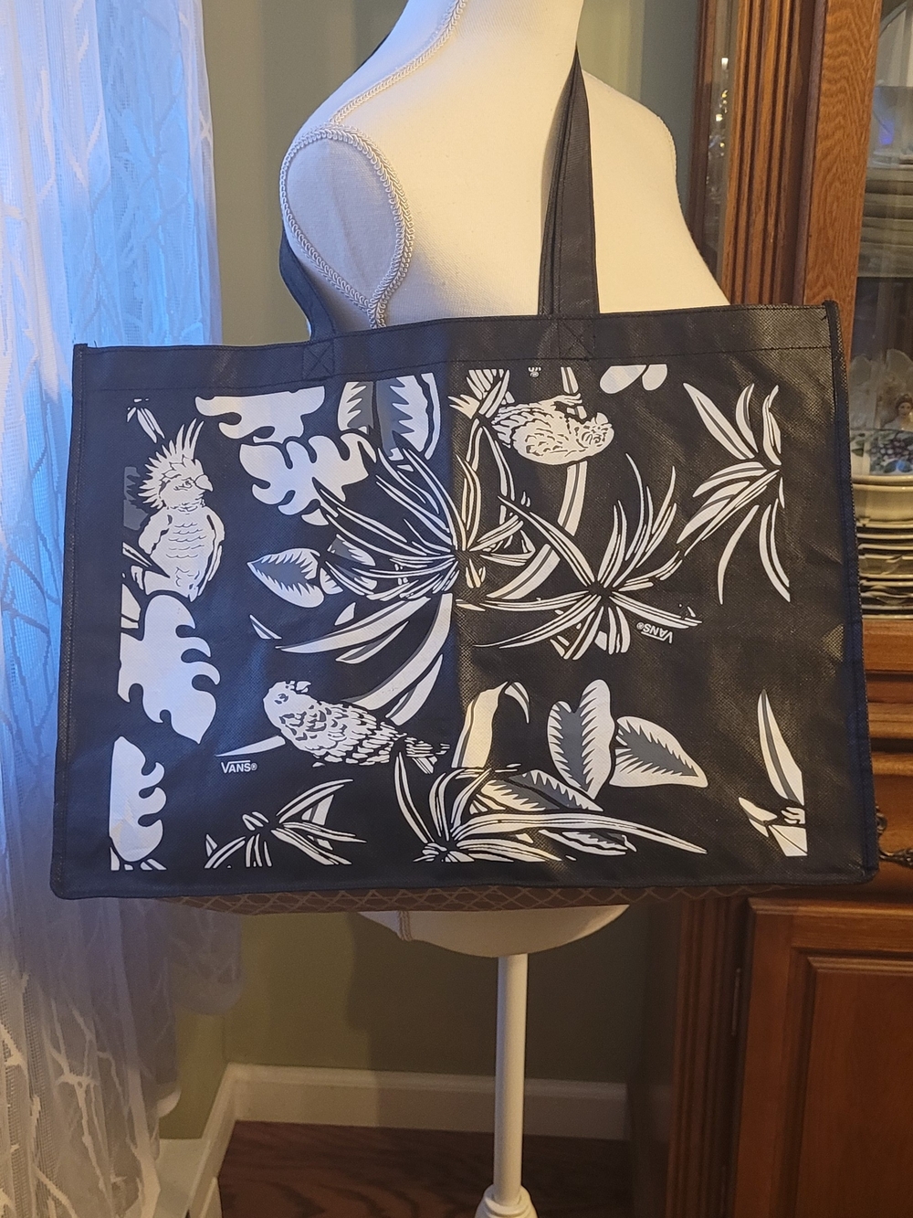 Vans Black & White Tropical Birds Tote